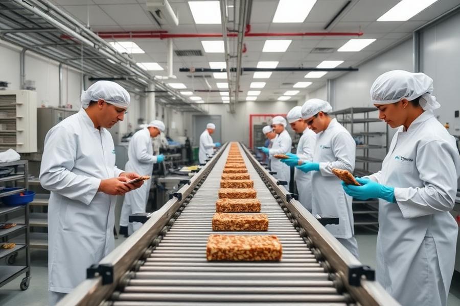 Interior da fábrica Mazi Foods